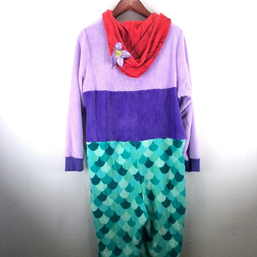 Disney Ariel The Little Mermaid Union Suit Pajamas One Piece Fleece Womens XL - Picture 2 of 6